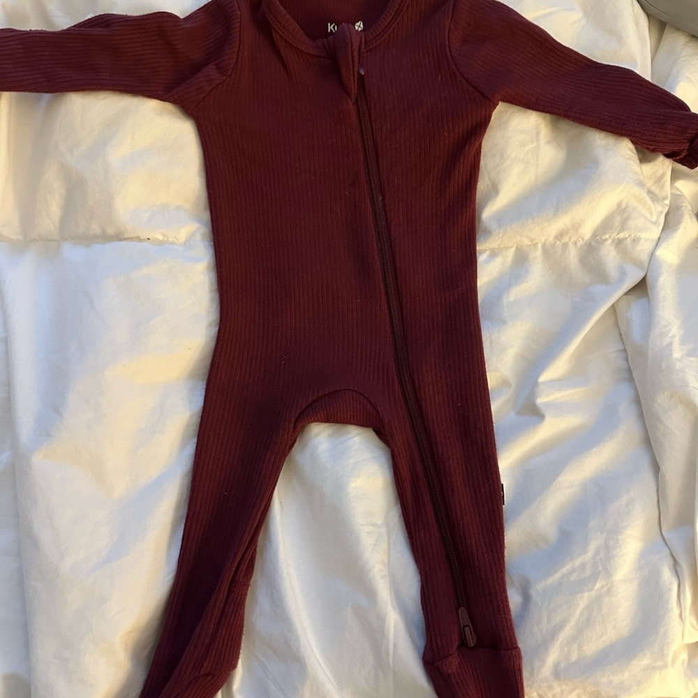 Kyte BABY Ribbed Burgundy Footie One Piece